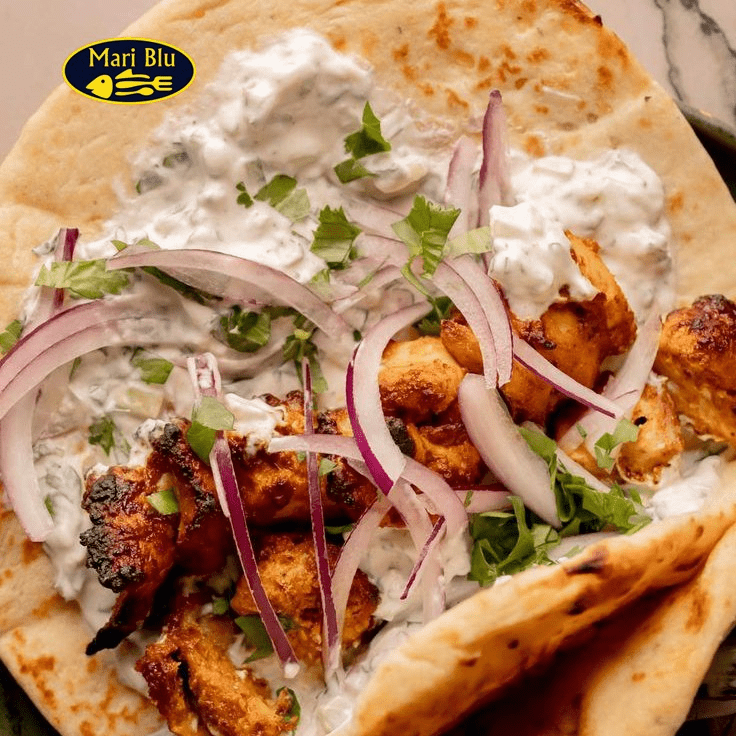 Mari Blu chicken kebab in pita bread.